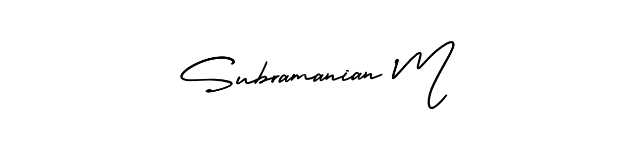 This is the best signature style for the Subramanian M name. Also you like these signature font (AmerikaSignatureDemo-Regular). Mix name signature. Subramanian M signature style 3 images and pictures png