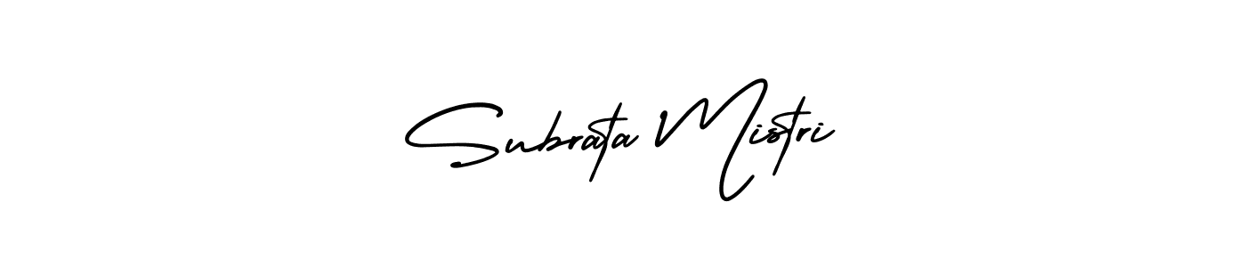 The best way (AmerikaSignatureDemo-Regular) to make a short signature is to pick only two or three words in your name. The name Subrata Mistri include a total of six letters. For converting this name. Subrata Mistri signature style 3 images and pictures png