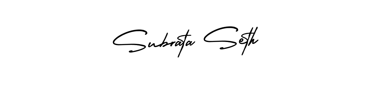 The best way (AmerikaSignatureDemo-Regular) to make a short signature is to pick only two or three words in your name. The name Subrata Seth include a total of six letters. For converting this name. Subrata Seth signature style 3 images and pictures png