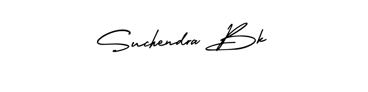 You should practise on your own different ways (AmerikaSignatureDemo-Regular) to write your name (Suchendra Bk) in signature. don't let someone else do it for you. Suchendra Bk signature style 3 images and pictures png