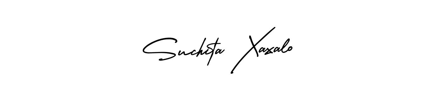 You should practise on your own different ways (AmerikaSignatureDemo-Regular) to write your name (Suchita Xaxalo) in signature. don't let someone else do it for you. Suchita Xaxalo signature style 3 images and pictures png