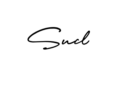You should practise on your own different ways (AmerikaSignatureDemo-Regular) to write your name (Sucl) in signature. don't let someone else do it for you. Sucl signature style 3 images and pictures png