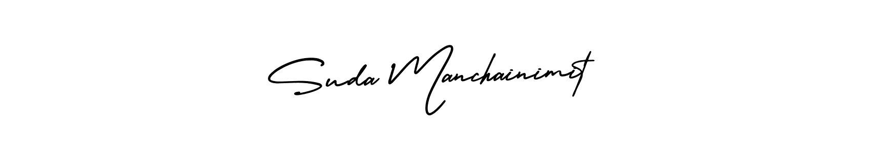 Similarly AmerikaSignatureDemo-Regular is the best handwritten signature design. Signature creator online .You can use it as an online autograph creator for name Suda Manchainimit. Suda Manchainimit signature style 3 images and pictures png