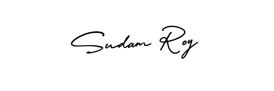 You should practise on your own different ways (AmerikaSignatureDemo-Regular) to write your name (Sudam Roy) in signature. don't let someone else do it for you. Sudam Roy signature style 3 images and pictures png