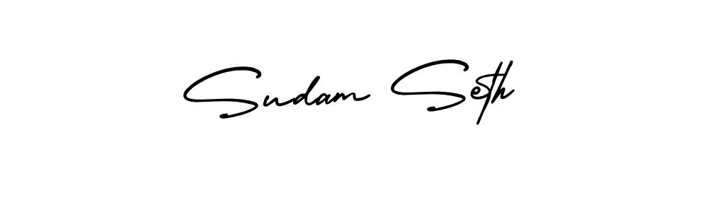 This is the best signature style for the Sudam Seth name. Also you like these signature font (AmerikaSignatureDemo-Regular). Mix name signature. Sudam Seth signature style 3 images and pictures png