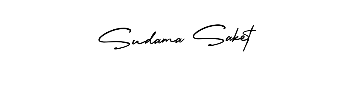 You should practise on your own different ways (AmerikaSignatureDemo-Regular) to write your name (Sudama Saket) in signature. don't let someone else do it for you. Sudama Saket signature style 3 images and pictures png