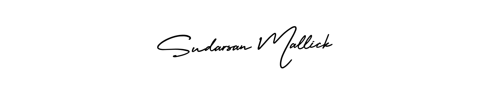 You should practise on your own different ways (AmerikaSignatureDemo-Regular) to write your name (Sudarsan Mallick) in signature. don't let someone else do it for you. Sudarsan Mallick signature style 3 images and pictures png