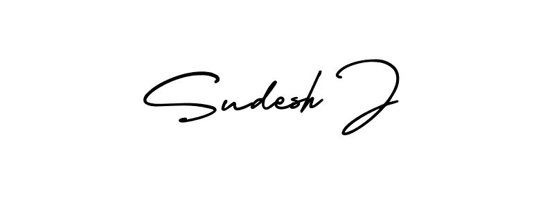 How to make Sudesh J name signature. Use AmerikaSignatureDemo-Regular style for creating short signs online. This is the latest handwritten sign. Sudesh J signature style 3 images and pictures png