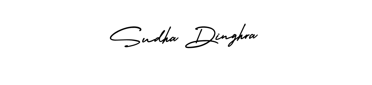 How to make Sudha Dinghra name signature. Use AmerikaSignatureDemo-Regular style for creating short signs online. This is the latest handwritten sign. Sudha Dinghra signature style 3 images and pictures png