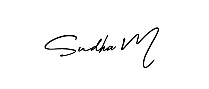 Similarly AmerikaSignatureDemo-Regular is the best handwritten signature design. Signature creator online .You can use it as an online autograph creator for name Sudha M. Sudha M signature style 3 images and pictures png