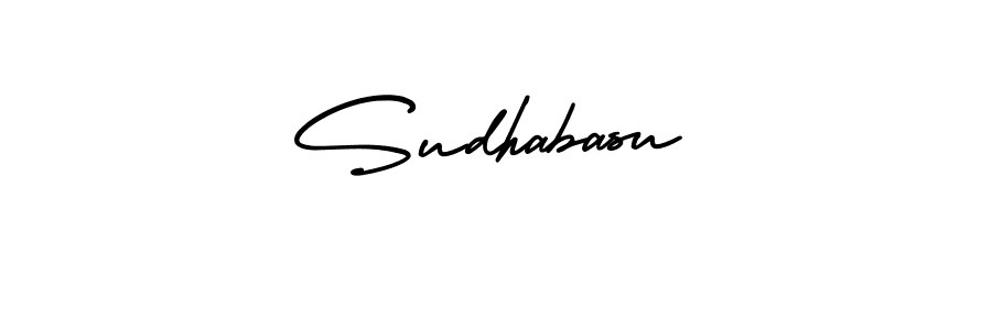 You should practise on your own different ways (AmerikaSignatureDemo-Regular) to write your name (Sudhabasu) in signature. don't let someone else do it for you. Sudhabasu signature style 3 images and pictures png