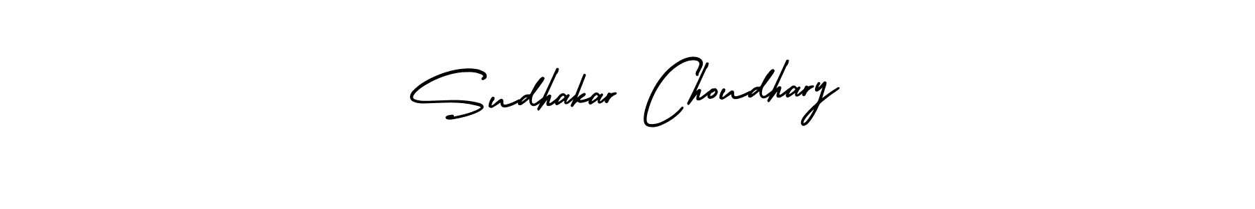 You should practise on your own different ways (AmerikaSignatureDemo-Regular) to write your name (Sudhakar Choudhary) in signature. don't let someone else do it for you. Sudhakar Choudhary signature style 3 images and pictures png
