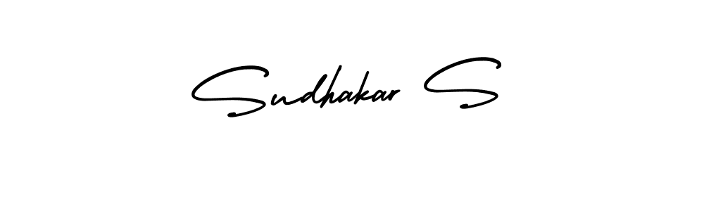 You should practise on your own different ways (AmerikaSignatureDemo-Regular) to write your name (Sudhakar S) in signature. don't let someone else do it for you. Sudhakar S signature style 3 images and pictures png
