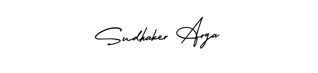 How to make Sudhaker Arya name signature. Use AmerikaSignatureDemo-Regular style for creating short signs online. This is the latest handwritten sign. Sudhaker Arya signature style 3 images and pictures png