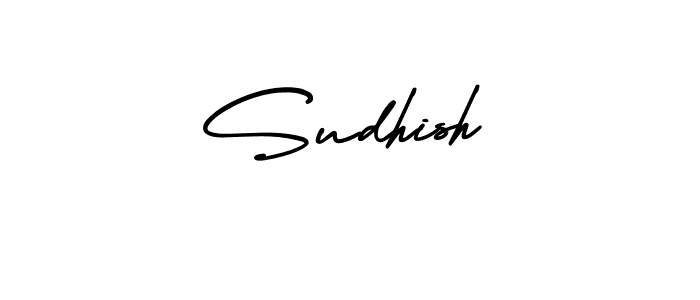 How to make Sudhish name signature. Use AmerikaSignatureDemo-Regular style for creating short signs online. This is the latest handwritten sign. Sudhish signature style 3 images and pictures png