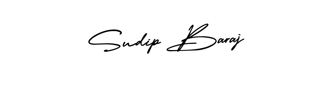 You should practise on your own different ways (AmerikaSignatureDemo-Regular) to write your name (Sudip Baraj) in signature. don't let someone else do it for you. Sudip Baraj signature style 3 images and pictures png