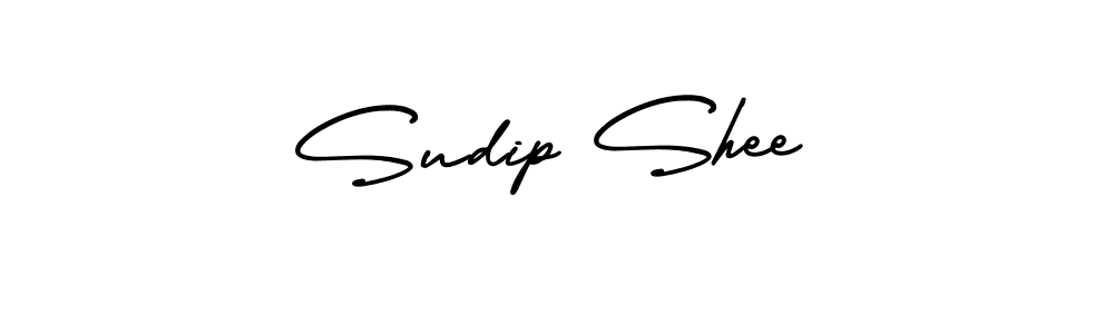 You should practise on your own different ways (AmerikaSignatureDemo-Regular) to write your name (Sudip Shee) in signature. don't let someone else do it for you. Sudip Shee signature style 3 images and pictures png