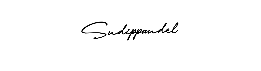 You should practise on your own different ways (AmerikaSignatureDemo-Regular) to write your name (Sudippaudel) in signature. don't let someone else do it for you. Sudippaudel signature style 3 images and pictures png