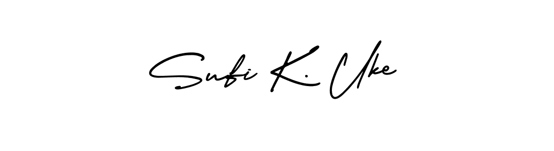 You should practise on your own different ways (AmerikaSignatureDemo-Regular) to write your name (Sufi K. Uke) in signature. don't let someone else do it for you. Sufi K. Uke signature style 3 images and pictures png