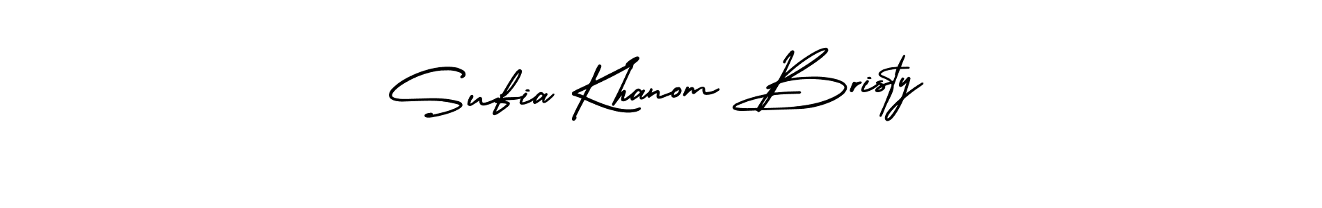 The best way (AmerikaSignatureDemo-Regular) to make a short signature is to pick only two or three words in your name. The name Sufia Khanom Bristy include a total of six letters. For converting this name. Sufia Khanom Bristy signature style 3 images and pictures png