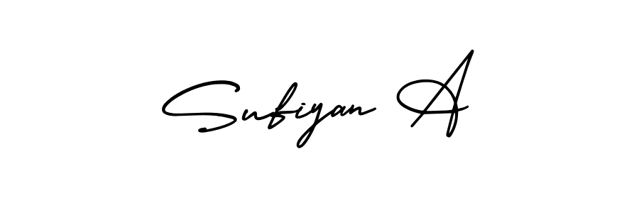 You should practise on your own different ways (AmerikaSignatureDemo-Regular) to write your name (Sufiyan A) in signature. don't let someone else do it for you. Sufiyan A signature style 3 images and pictures png