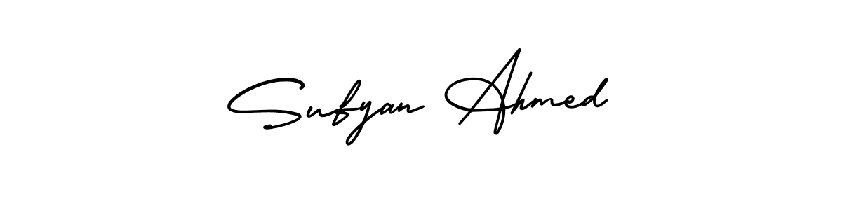 You should practise on your own different ways (AmerikaSignatureDemo-Regular) to write your name (Sufyan Ahmed) in signature. don't let someone else do it for you. Sufyan Ahmed signature style 3 images and pictures png