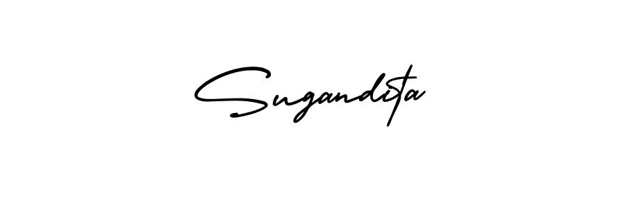 The best way (AmerikaSignatureDemo-Regular) to make a short signature is to pick only two or three words in your name. The name Sugandita include a total of six letters. For converting this name. Sugandita signature style 3 images and pictures png