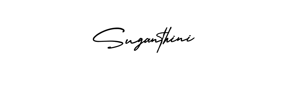 It looks lik you need a new signature style for name Suganthini. Design unique handwritten (AmerikaSignatureDemo-Regular) signature with our free signature maker in just a few clicks. Suganthini signature style 3 images and pictures png