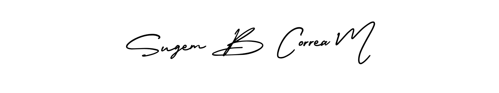 Use a signature maker to create a handwritten signature online. With this signature software, you can design (AmerikaSignatureDemo-Regular) your own signature for name Sugem B Correa M. Sugem B Correa M signature style 3 images and pictures png