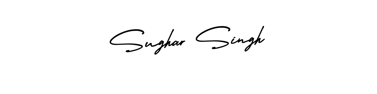 The best way (AmerikaSignatureDemo-Regular) to make a short signature is to pick only two or three words in your name. The name Sughar Singh include a total of six letters. For converting this name. Sughar Singh signature style 3 images and pictures png