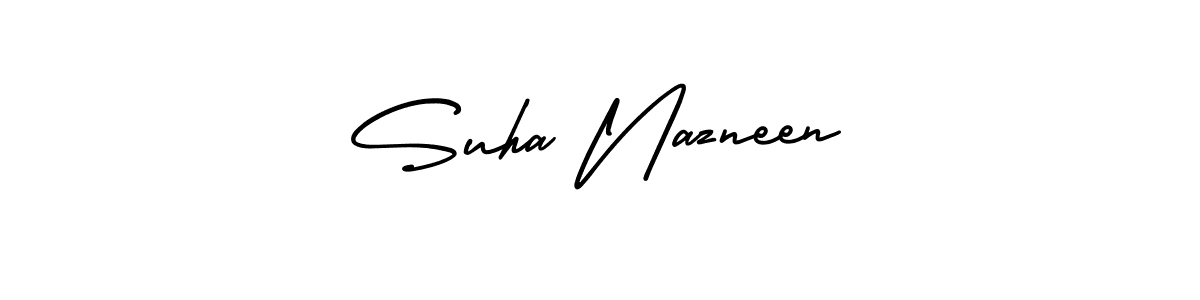 How to make Suha Nazneen name signature. Use AmerikaSignatureDemo-Regular style for creating short signs online. This is the latest handwritten sign. Suha Nazneen signature style 3 images and pictures png