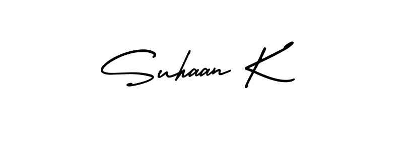 Make a beautiful signature design for name Suhaan K. With this signature (AmerikaSignatureDemo-Regular) style, you can create a handwritten signature for free. Suhaan K signature style 3 images and pictures png