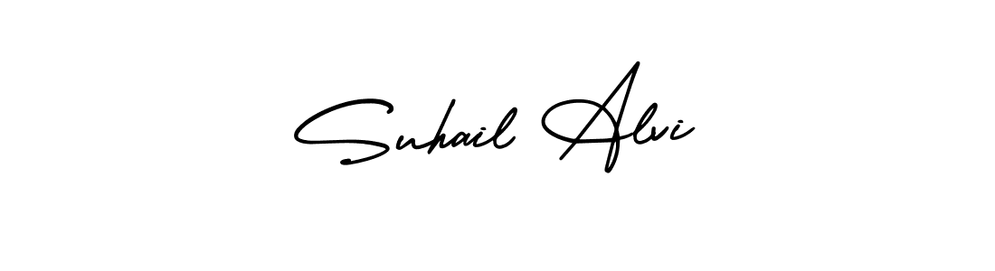 This is the best signature style for the Suhail Alvi name. Also you like these signature font (AmerikaSignatureDemo-Regular). Mix name signature. Suhail Alvi signature style 3 images and pictures png