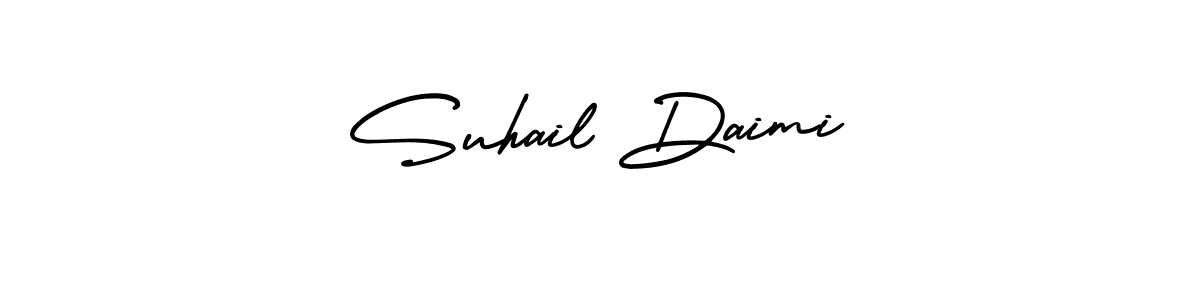 You should practise on your own different ways (AmerikaSignatureDemo-Regular) to write your name (Suhail Daimi) in signature. don't let someone else do it for you. Suhail Daimi signature style 3 images and pictures png
