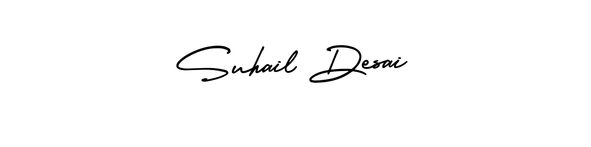 This is the best signature style for the Suhail Desai name. Also you like these signature font (AmerikaSignatureDemo-Regular). Mix name signature. Suhail Desai signature style 3 images and pictures png