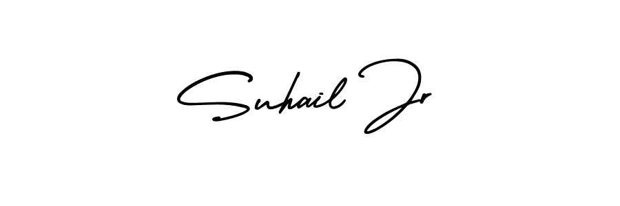 You should practise on your own different ways (AmerikaSignatureDemo-Regular) to write your name (Suhail Jr) in signature. don't let someone else do it for you. Suhail Jr signature style 3 images and pictures png