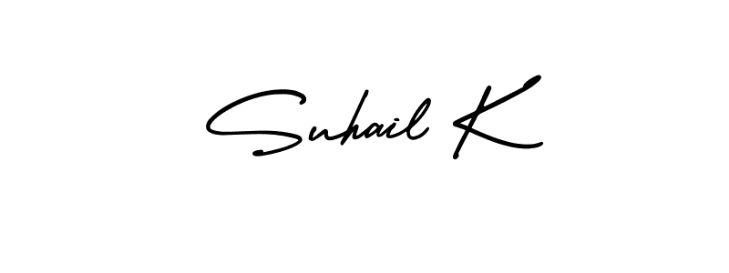 Make a beautiful signature design for name Suhail K. With this signature (AmerikaSignatureDemo-Regular) style, you can create a handwritten signature for free. Suhail K signature style 3 images and pictures png