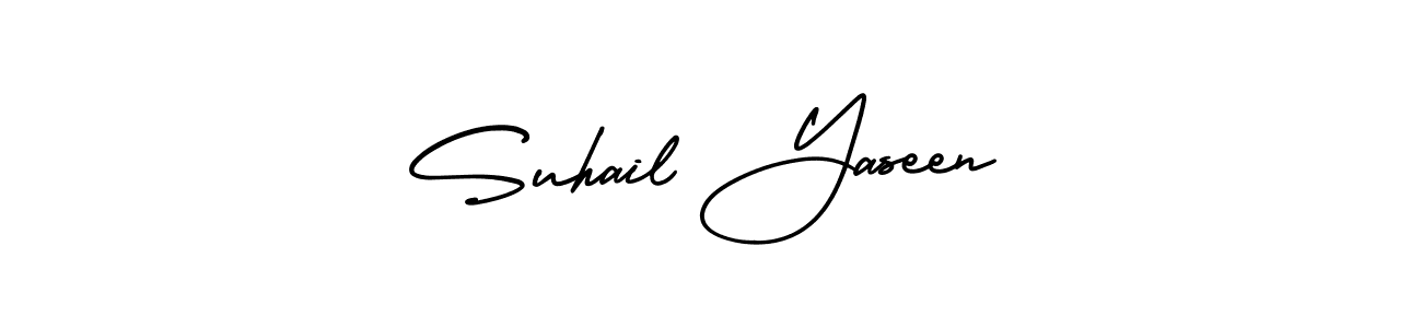 The best way (AmerikaSignatureDemo-Regular) to make a short signature is to pick only two or three words in your name. The name Suhail Yaseen include a total of six letters. For converting this name. Suhail Yaseen signature style 3 images and pictures png