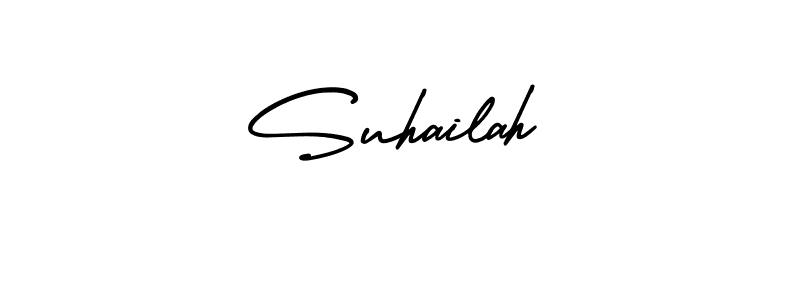 You should practise on your own different ways (AmerikaSignatureDemo-Regular) to write your name (Suhailah) in signature. don't let someone else do it for you. Suhailah signature style 3 images and pictures png