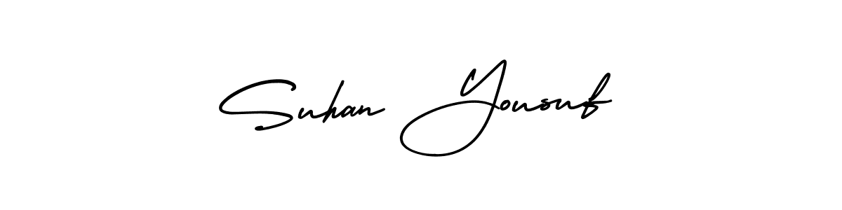 How to make Suhan Yousuf name signature. Use AmerikaSignatureDemo-Regular style for creating short signs online. This is the latest handwritten sign. Suhan Yousuf signature style 3 images and pictures png