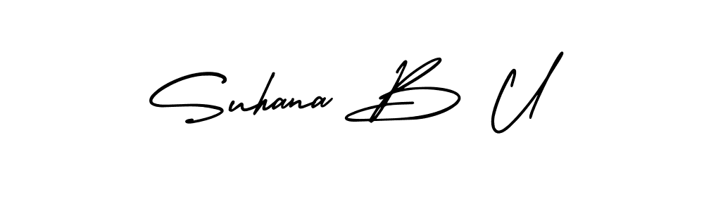 How to make Suhana B U name signature. Use AmerikaSignatureDemo-Regular style for creating short signs online. This is the latest handwritten sign. Suhana B U signature style 3 images and pictures png