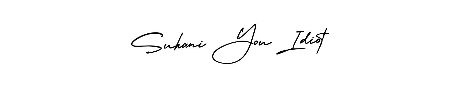 This is the best signature style for the Suhani You Idiot name. Also you like these signature font (AmerikaSignatureDemo-Regular). Mix name signature. Suhani You Idiot signature style 3 images and pictures png