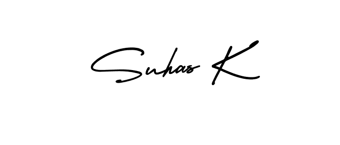 Make a beautiful signature design for name Suhas K. With this signature (AmerikaSignatureDemo-Regular) style, you can create a handwritten signature for free. Suhas K signature style 3 images and pictures png