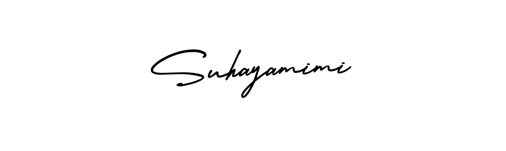 Make a beautiful signature design for name Suhayamimi. With this signature (AmerikaSignatureDemo-Regular) style, you can create a handwritten signature for free. Suhayamimi signature style 3 images and pictures png