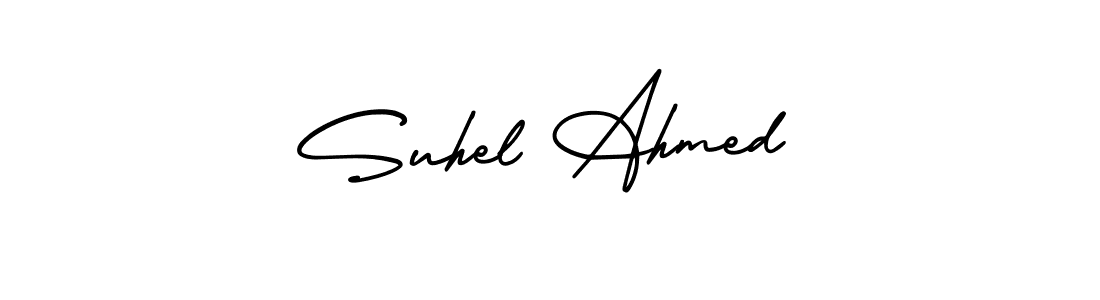 This is the best signature style for the Suhel Ahmed name. Also you like these signature font (AmerikaSignatureDemo-Regular). Mix name signature. Suhel Ahmed signature style 3 images and pictures png