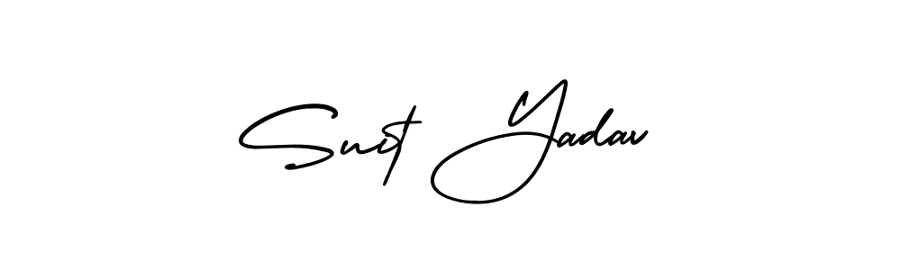 You should practise on your own different ways (AmerikaSignatureDemo-Regular) to write your name (Suit Yadav) in signature. don't let someone else do it for you. Suit Yadav signature style 3 images and pictures png