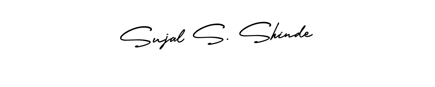This is the best signature style for the Sujal S. Shinde name. Also you like these signature font (AmerikaSignatureDemo-Regular). Mix name signature. Sujal S. Shinde signature style 3 images and pictures png