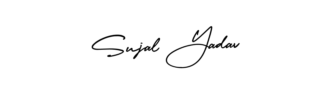 This is the best signature style for the Sujal Yadav name. Also you like these signature font (AmerikaSignatureDemo-Regular). Mix name signature. Sujal Yadav signature style 3 images and pictures png