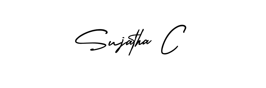 You should practise on your own different ways (AmerikaSignatureDemo-Regular) to write your name (Sujatha C) in signature. don't let someone else do it for you. Sujatha C signature style 3 images and pictures png