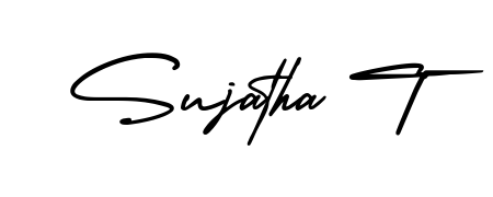 The AmerikaSignatureDemo-Regular handwriting style adds charm and authenticity to name Sujatha T. A wonderful choice for personal thank-you notes. Sujatha T signature style 3 images and pictures png
